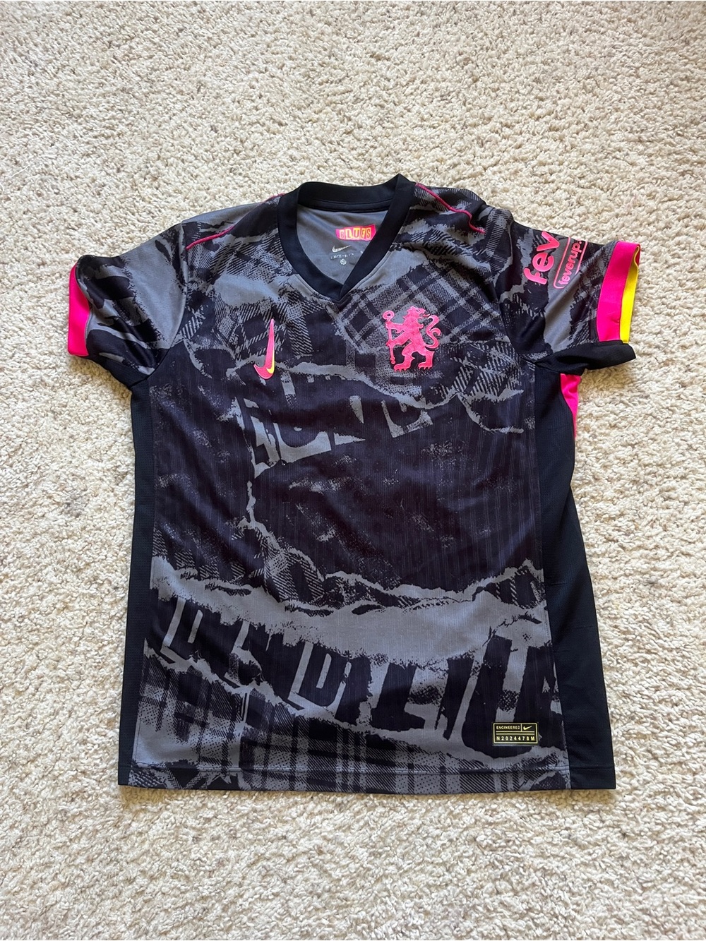 Nike Black & Hot Pink Graphic Soccer Jersey for Kids